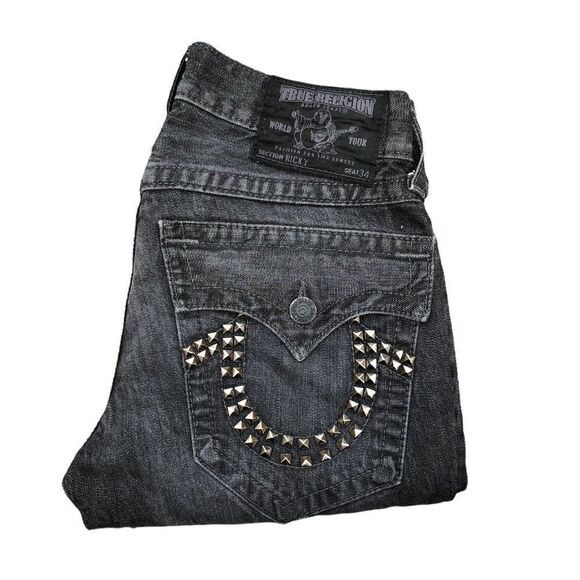 TRUE Religion Jeans Size 28 RICKY Gray Gemstone - Picture 1 of 7